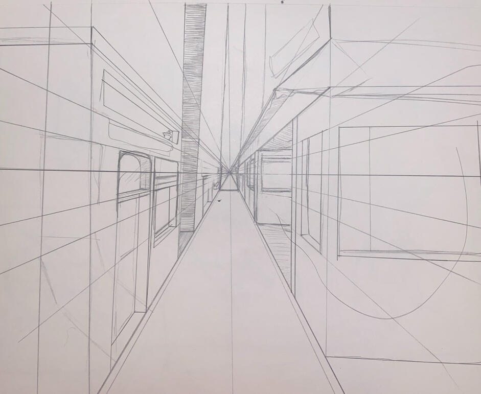 Perspective image of a city block.
